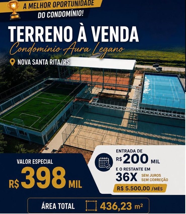 Foto 1 de Terreno à Venda no Condomínio Aura Legano – Nova Santa Rita/RS